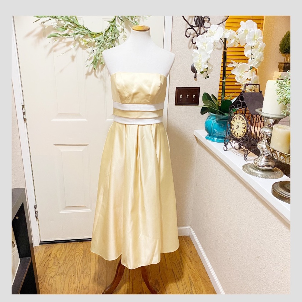 Beautiful BariJay Yellow And White Formal Dress